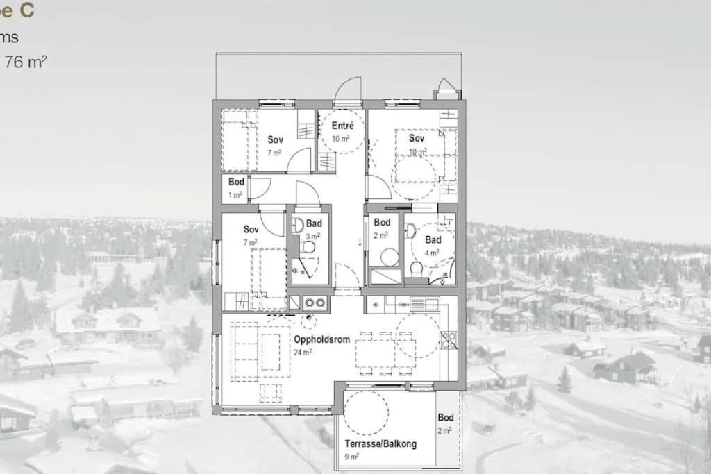 Leilighet Med Panoramautsikt Sjusjoen Innendors Parkering 외부 사진